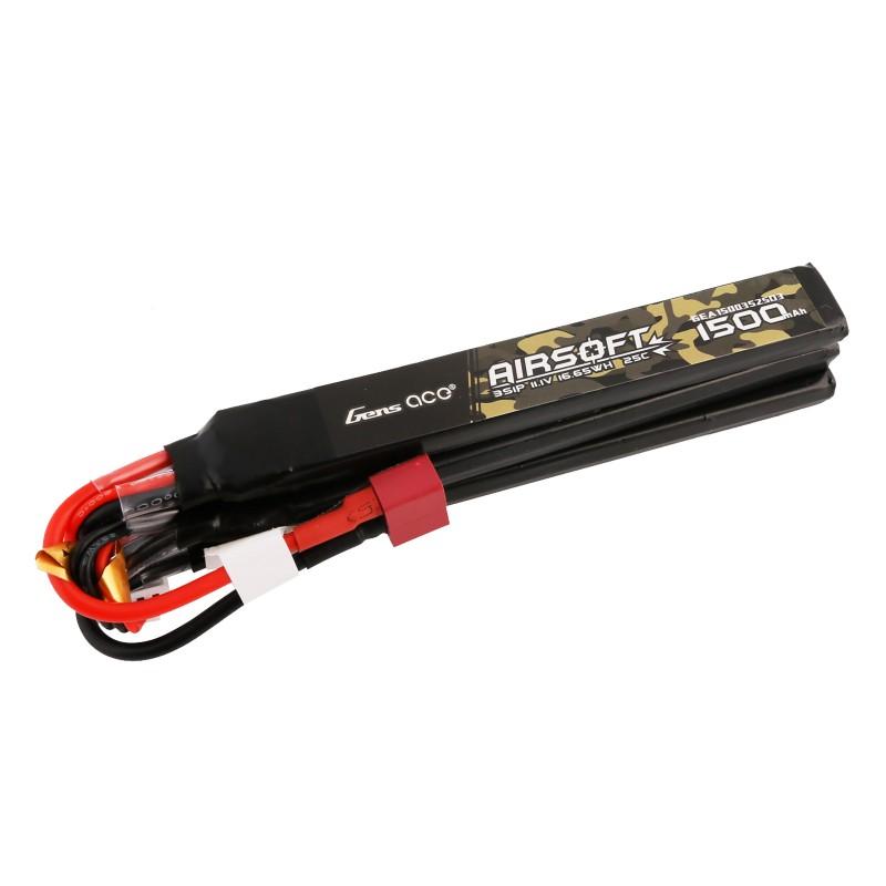 LiPo-akku 11,1V 1500mAh 3S/25C nunchuck, T-plug/Deans