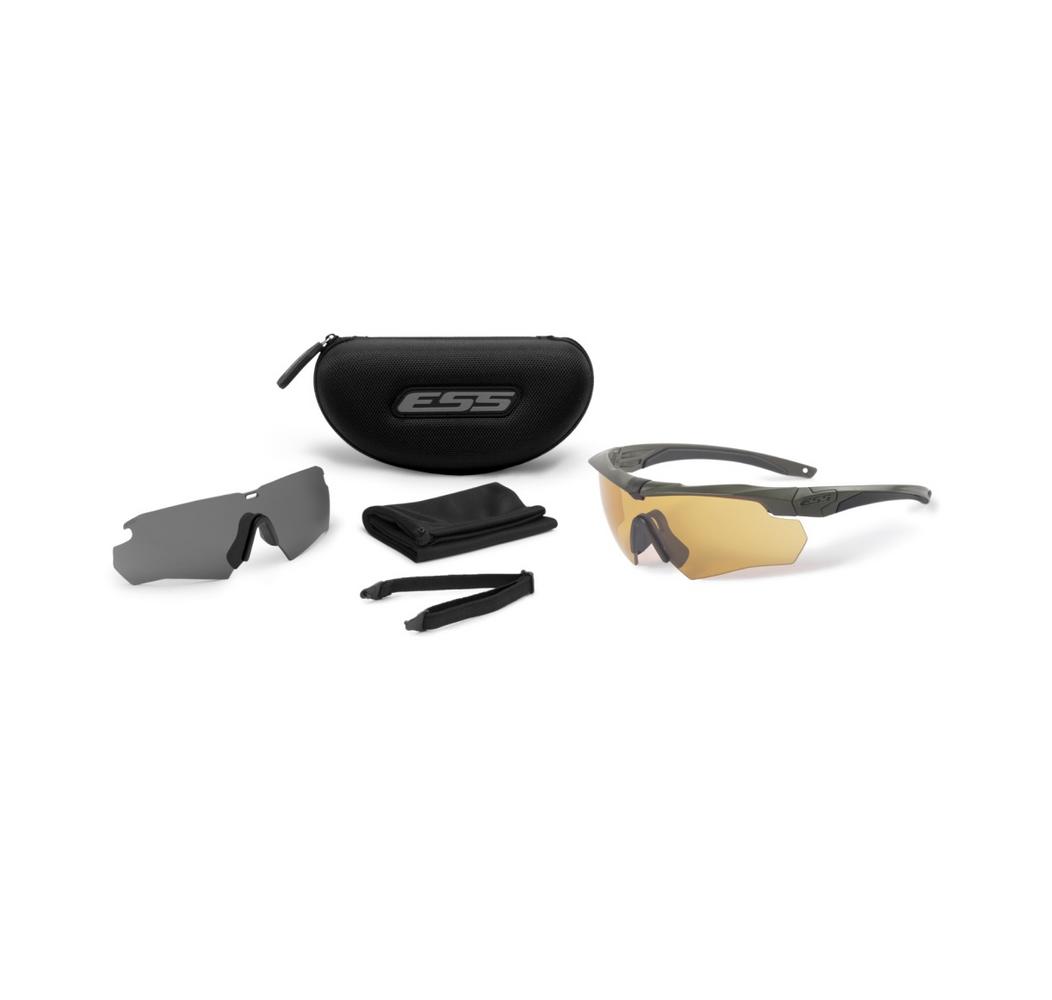 ess airsoft goggles ESS Crossbow One 2LS Stealth Olive Ballistic Goggles (HI-Def Bronze an
