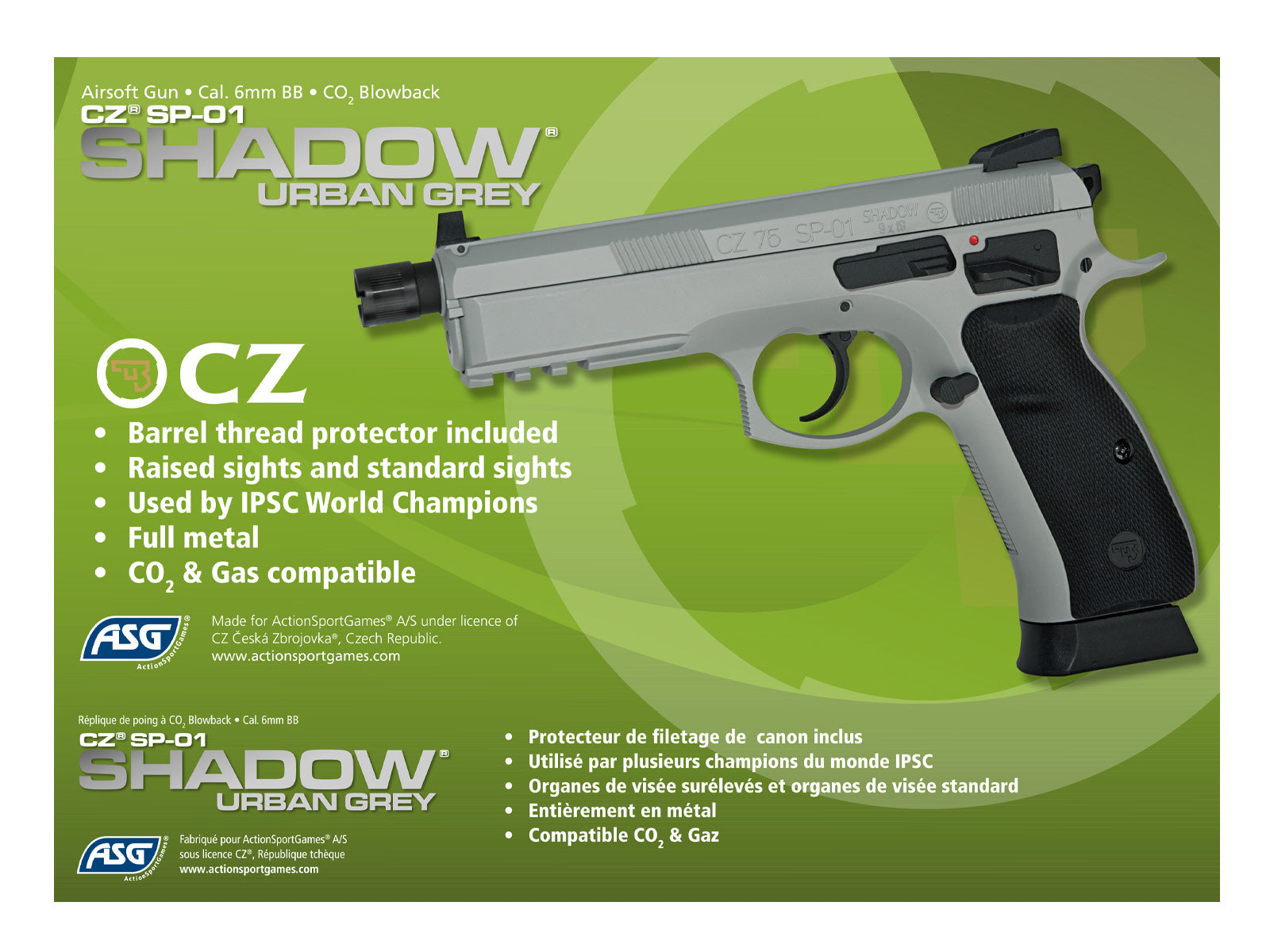 CZ Shadow 1 CO2 pistooli, metallirunko - Urban grey