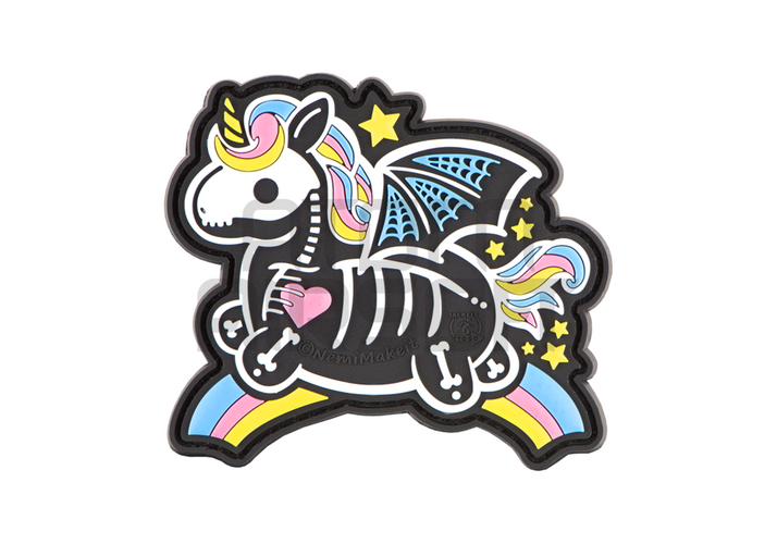 Skeleton Unicorn PVC velcromerkki