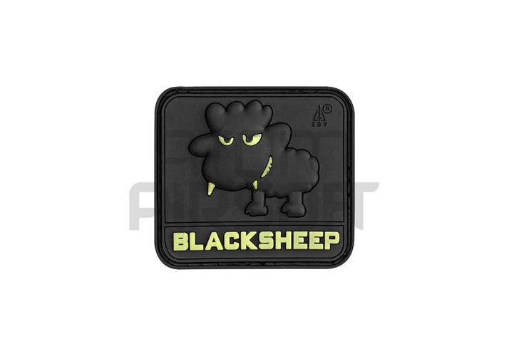 "Little Black Sheep" PVC velcromerkki - pimeässä hohtava