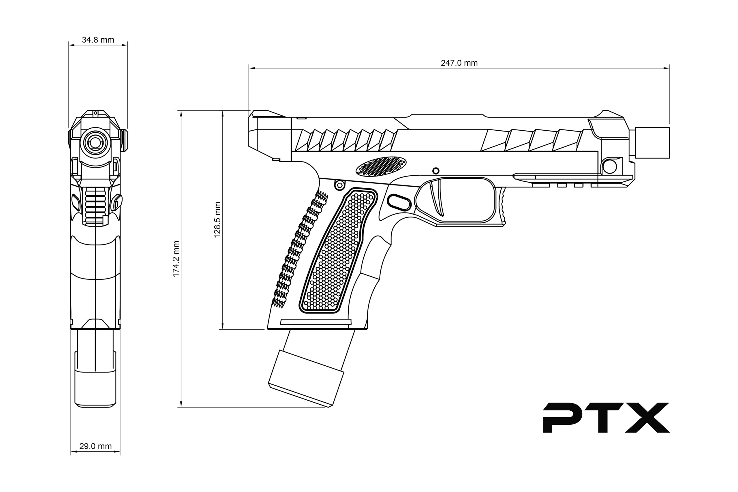 GATE PTX Pistol with PULSAR S2 HPA Engine - Black
