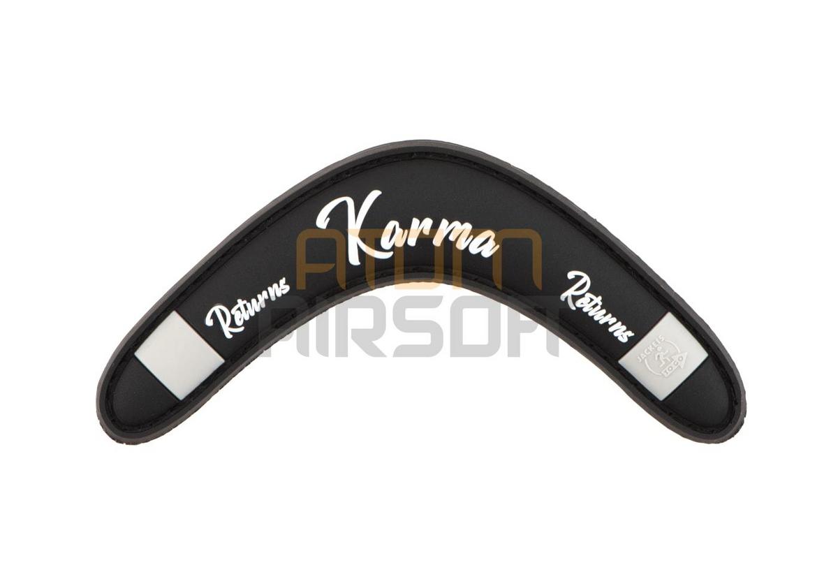 "Karma Returns Rubber Patch" PVC velcromerkki - Black
