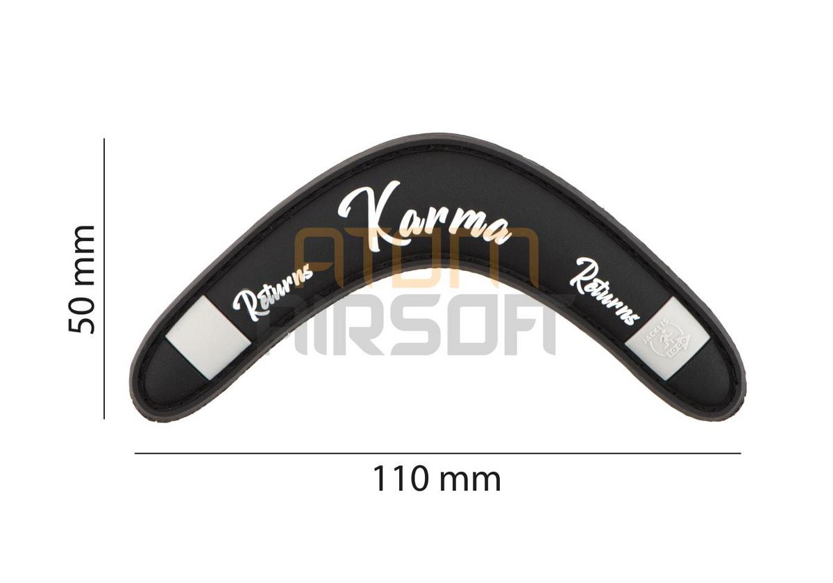 "Karma Returns Rubber Patch" PVC velcro patch - Black