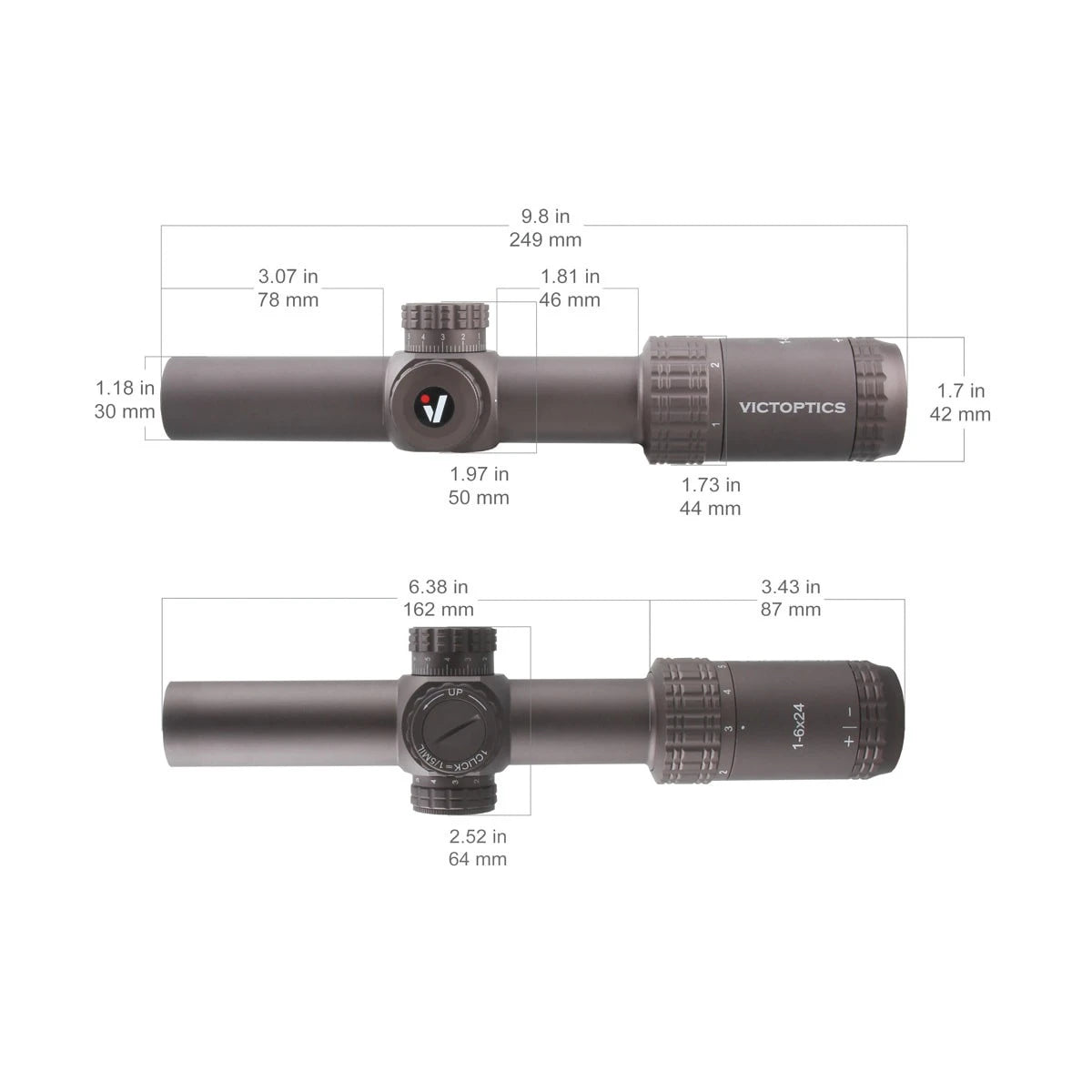 S6 1-6x24 LPVO short-dot riflescope - Chaos Bronze