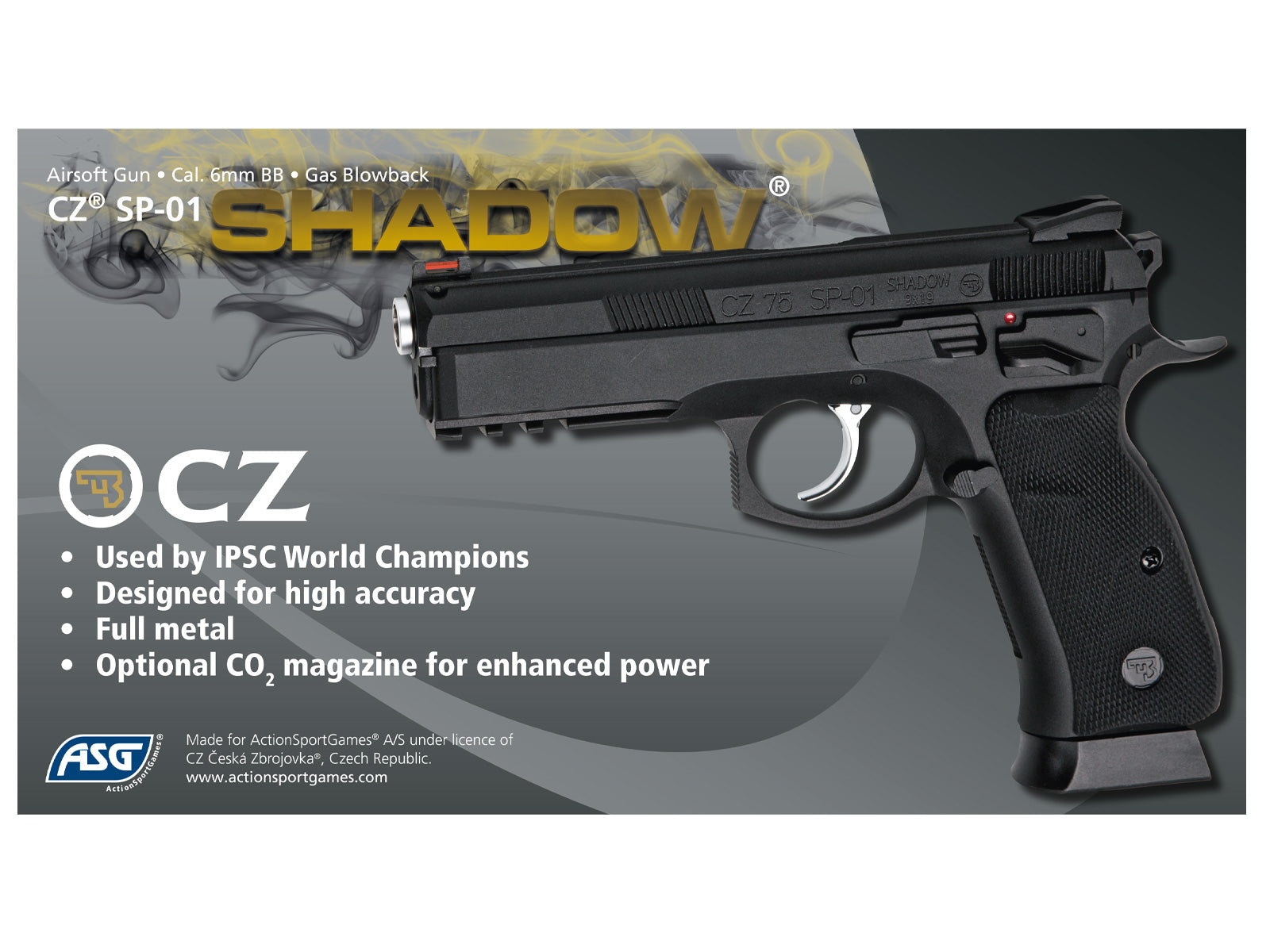 CZ Shadow 1 GBB kaasupistooli, metallirunko