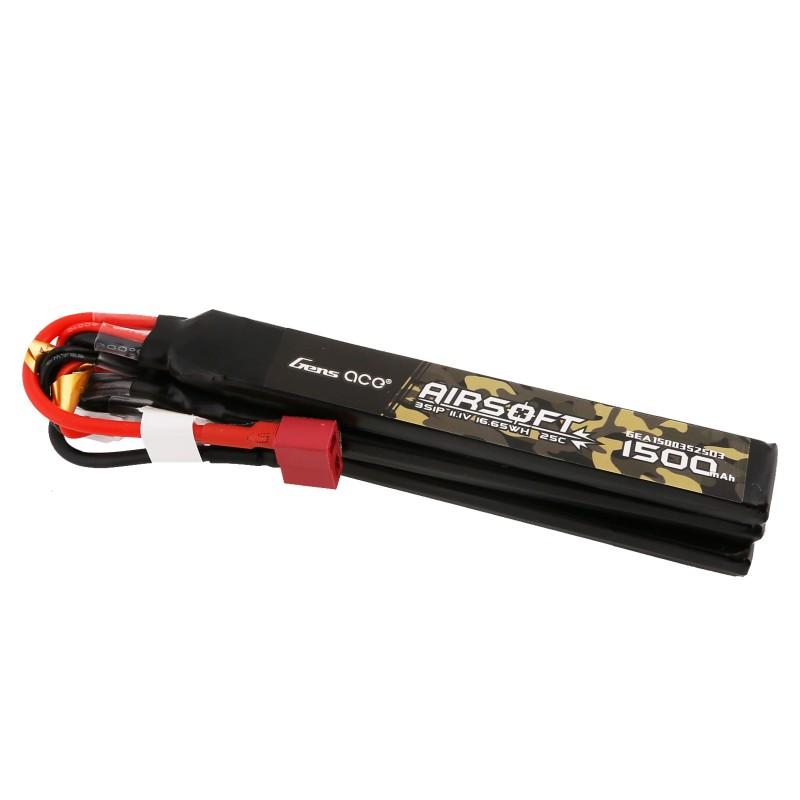 LiPo-akku 11,1V 1500mAh 3S/25C nunchuck, T-plug/Deans