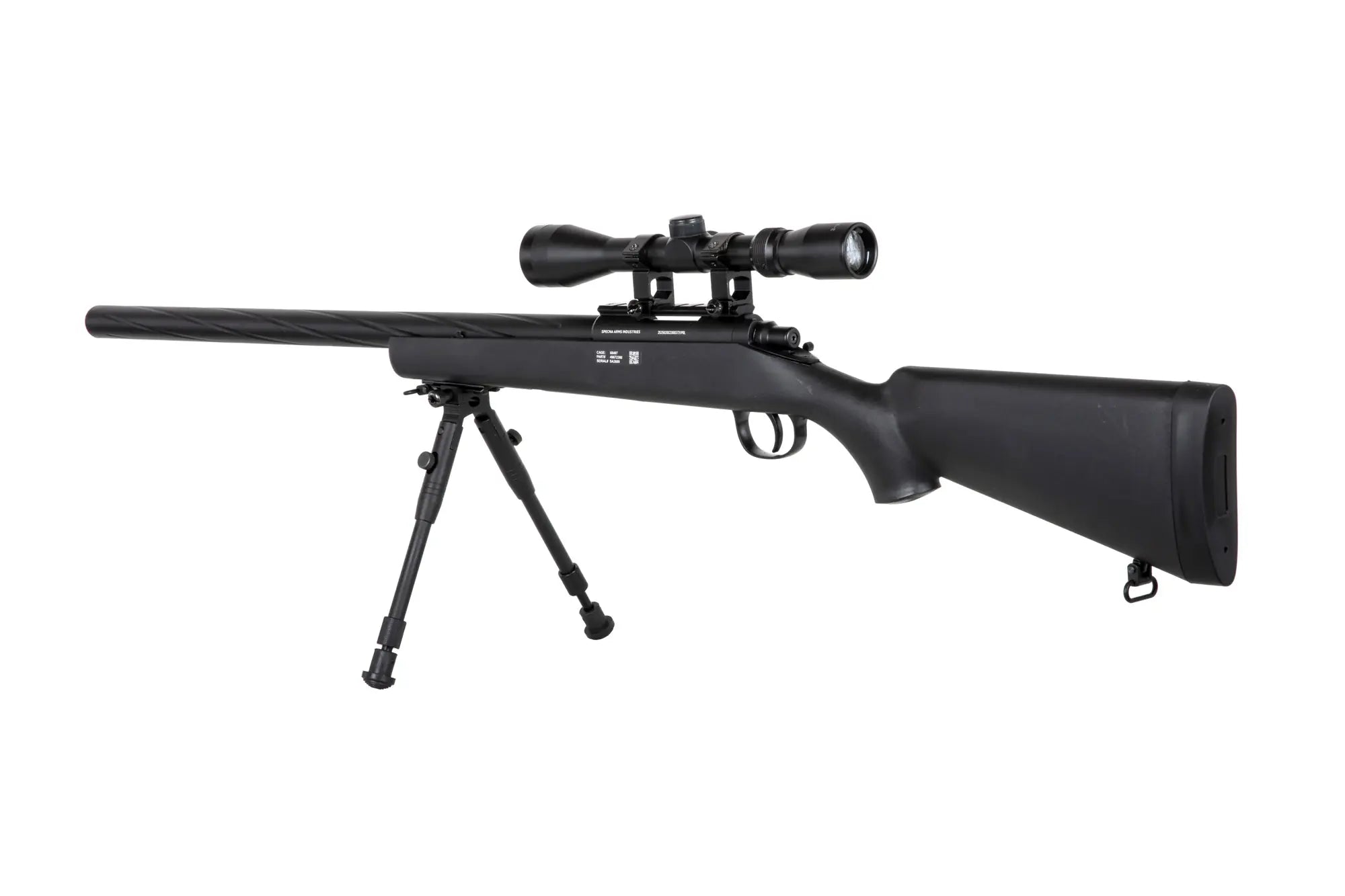 Specna Arms SA-S12 sniper airsoft rifle with scope and bipod - Black