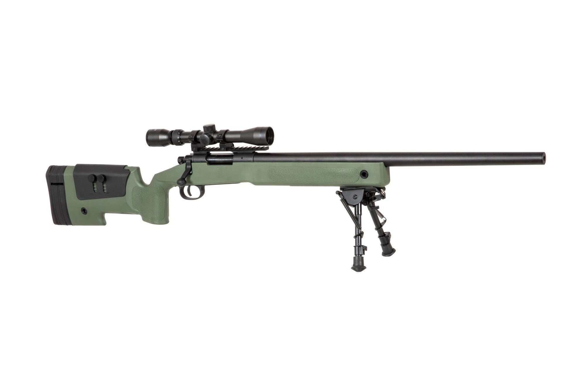 Specna Arms SA-S02 CORE™ High Velocity jousitoiminen tarkkuuskivääri kiikaritähtäimellä ja etujaloilla - oliivi