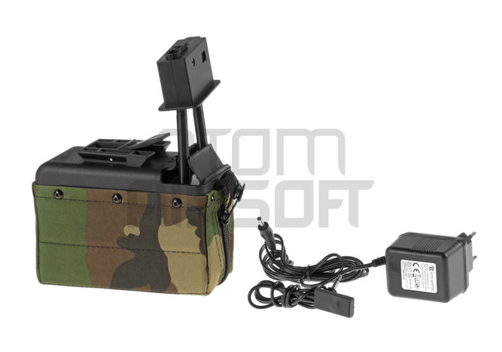 A&amp;K M249 laatikkolipas,1500 kuulaa - woodland