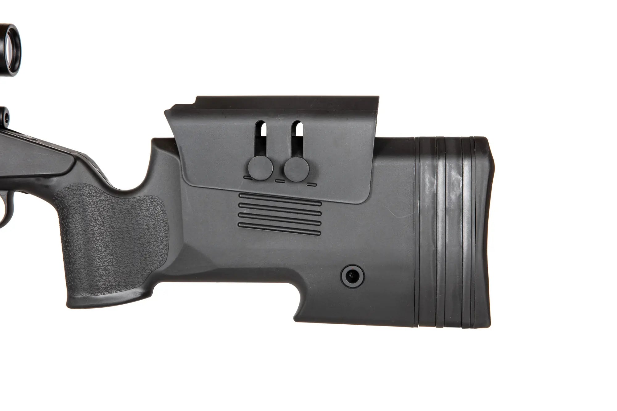 Specna Arms SA-S02 CORE™ High Velocity jousiviritteinen tarkkuuskivääri kiikaritähtäimellä ja etujaloilla - musta